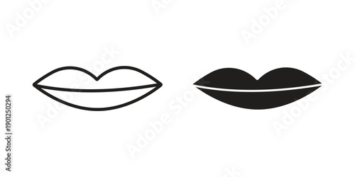 Thin lips icon for mobile concept and web apps, editable stroke