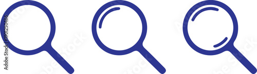 search magnifying glass three bule icon set vector illustration logo design 