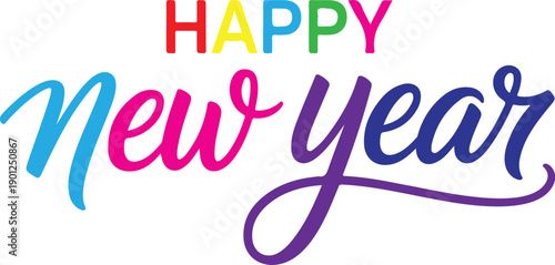 Happy New Year Hand Lettering  Vector Brush Calligraphy for Holiday Greetings