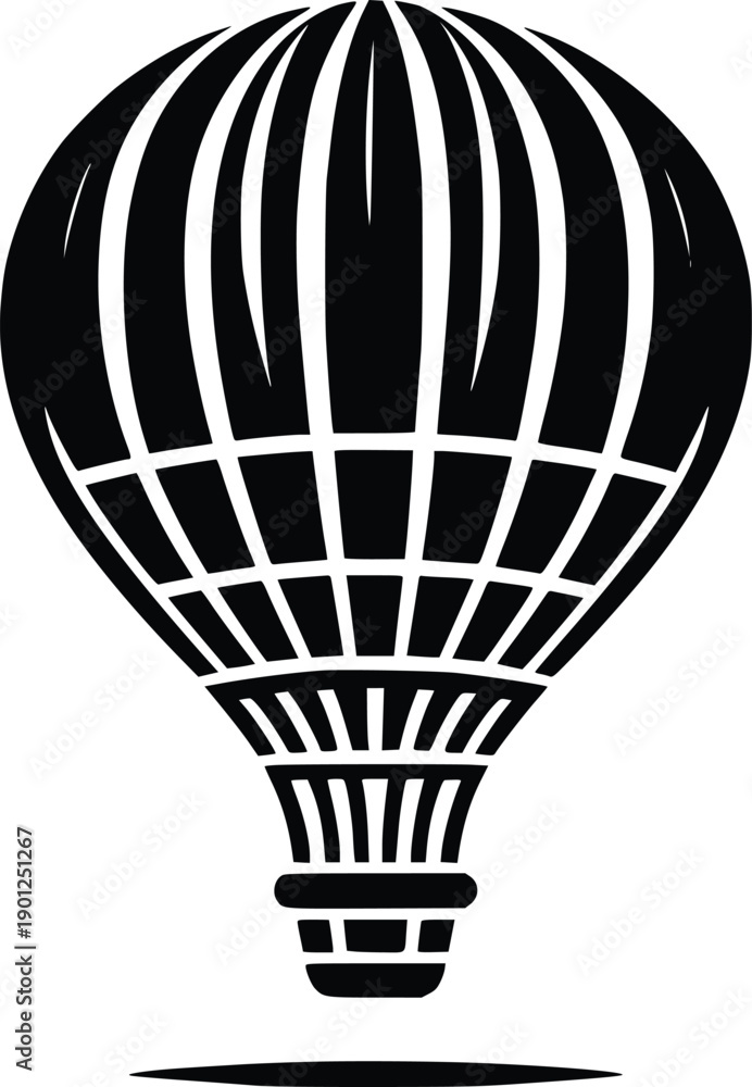 Obraz premium Black and white illustration of a hot air balloon with a shadow
