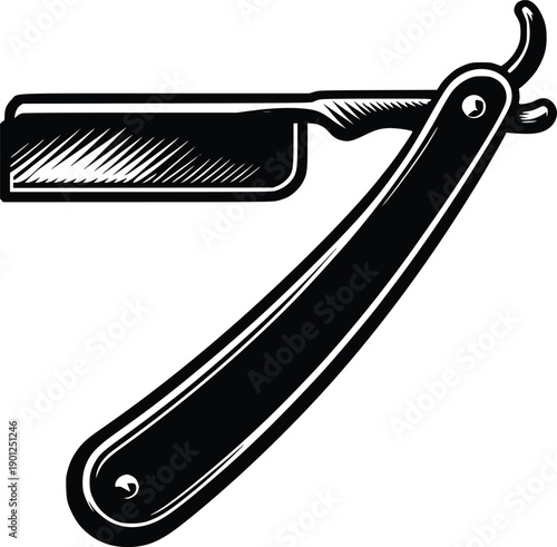 Vintage straight razor with a wooden handle and a sharp blade