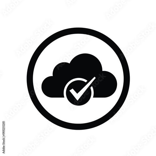 Black cloud icon with checkmark in circle