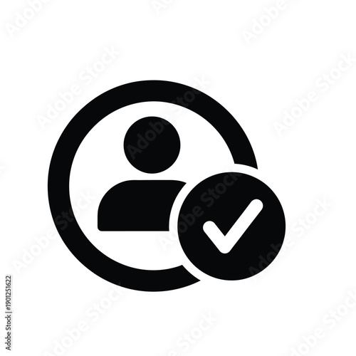 Black and white verified profile icon with a checkmark