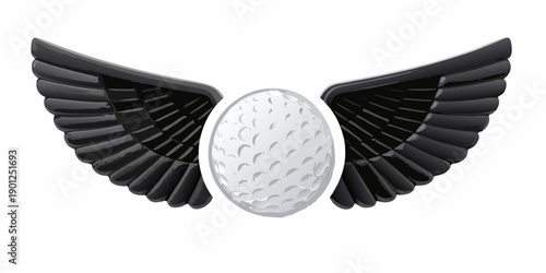 A winged golf ball illustration symbolizing speed and flight