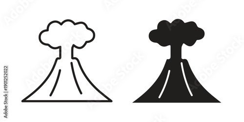 Volcano icon for mobile concept and web apps, editable stroke