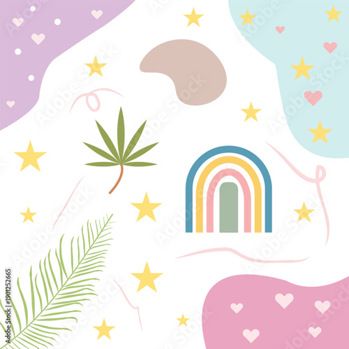 Pastel Boho Background Illustration Vector for Decorative Design