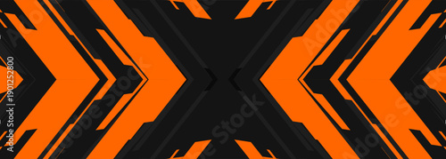 Black and orange arrows futuristic technology background concept. Wide vector illustration banner