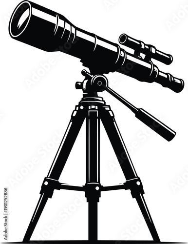 Telescope mounted on tripod for stargazing and astronomical observations