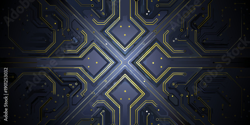 Abstract geometric pattern resembling a futuristic circuit board design