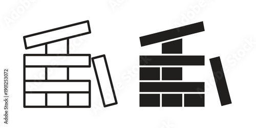 Wooden block icon for mobile concept and web apps, editable stroke