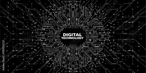 Abstract digital technology background with intricate circuit board patterns
