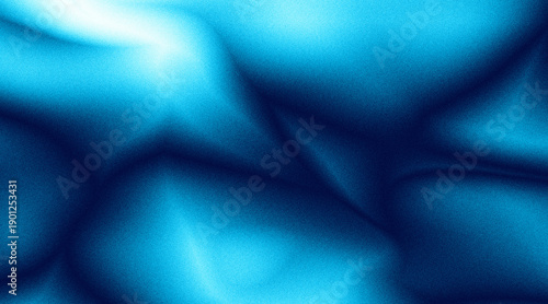Abstract blue grainy gradient background with soft blur waves. Atmospheric digital noise texture