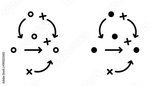 football tactics Icon set. Symbol isolated on white background. vector illustration