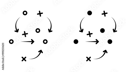 football tactics Icon set. Symbol isolated on white background. vector illustration