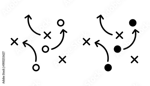 football tactics Icon set. Symbol isolated on white background. vector illustration