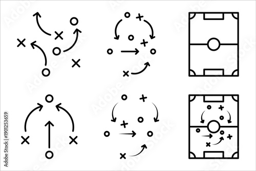 football tactics Icon set. Symbol isolated on white background. vector illustration