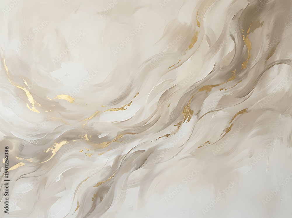 Obraz premium Luxurious beige and gold abstract waves flowing elegantly through a high-end design illustration from a close-up viewpoint