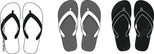 Three pairs of stylized flip flop sandals in black white and gray flip flops footwear