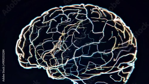 Abstract Glowing Neural Network Brain Activity