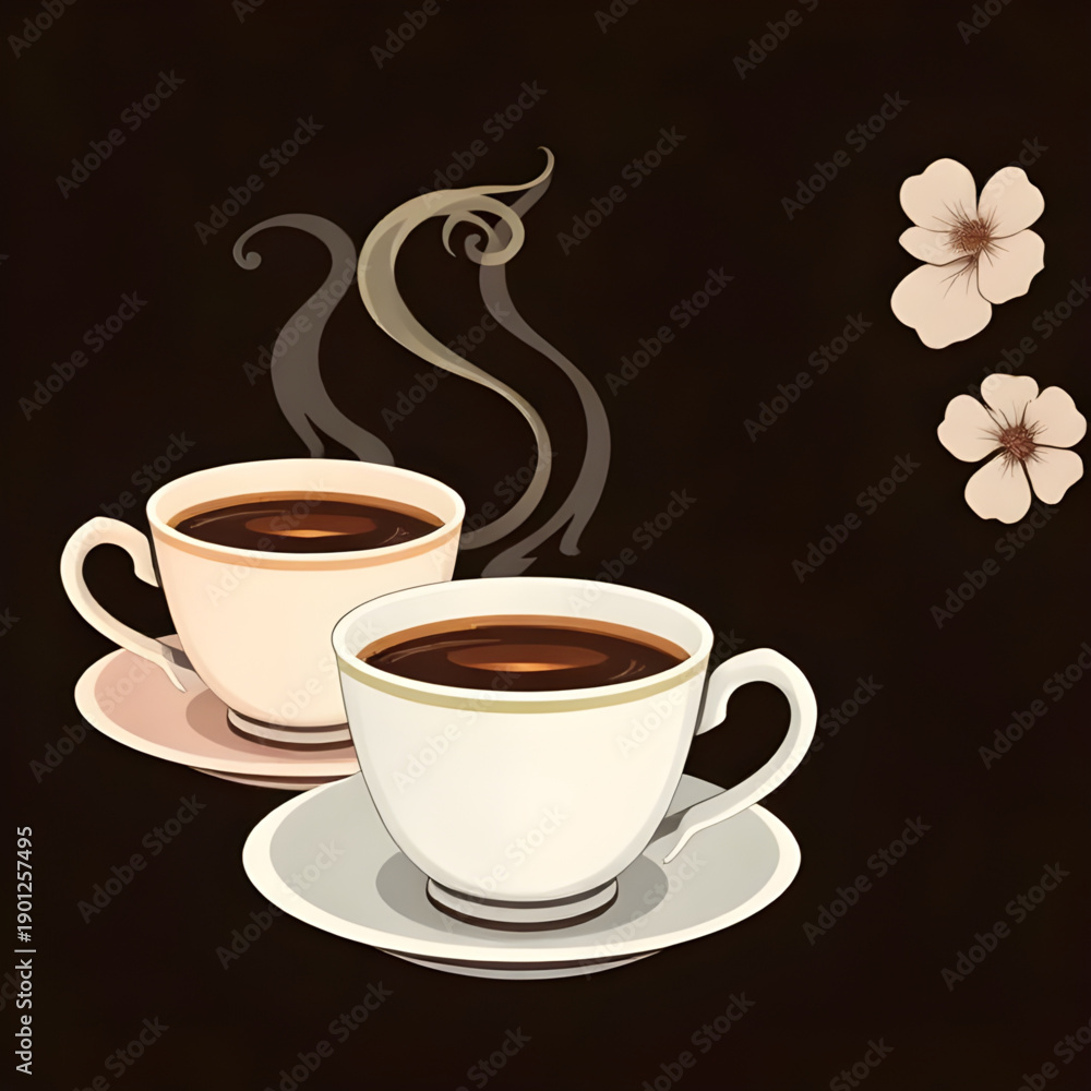 Obraz premium coffee, cup, mug, drink, beverage, hot, caffeine, espresso, cappuccino, mocha, aroma, steam, cafe, morning, energy, comfort, roasted, beans, foam, creamy, liquid, taste, flavor, illustration, vector, 