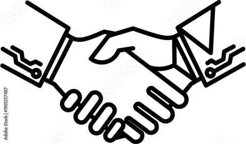 Handshake agreement icon. Minimalist tech outline style