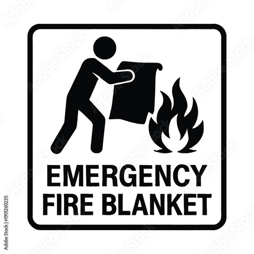 Emergency fire blanket silhouette vector icon illustration on white background