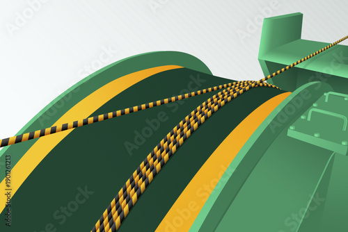 Submarine cable installation work. Fiber optic cables pass through cable machines.