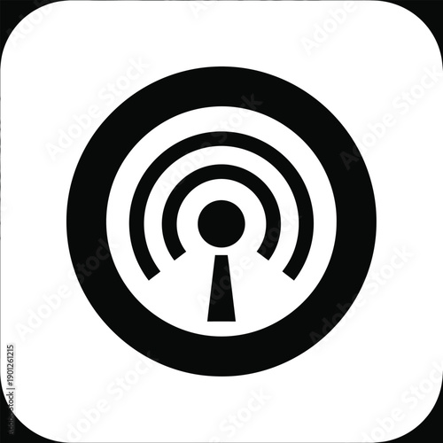 Black and white icon of a keyhole with concentric circles