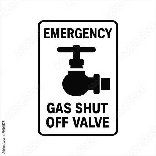 emergency gas shut off valve silhouette vector icon