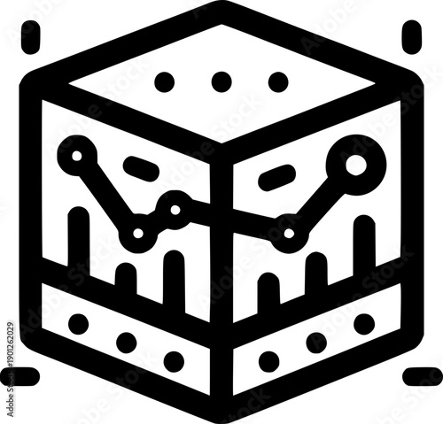 Cube of Data Insights: An illustrative portrayal of a data cube, a visual depiction of the concept of information, the interconnectedness of various data points, and the pursuit of knowledge. 