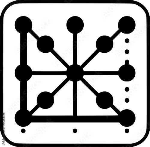 Abstract Network Diagram: A conceptual illustration of a complex network. A striking graphic of interconnected points and lines within a square.