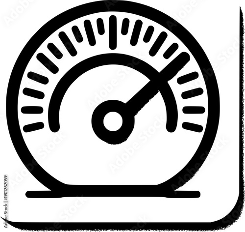 Gauge of Performance: A bold, stylized graphic of a speedometer, its needle pointing toward a specific value, suggesting precision, measurement, and monitoring.
