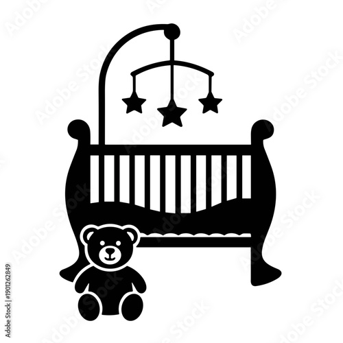 icon illustration baby in bed vector