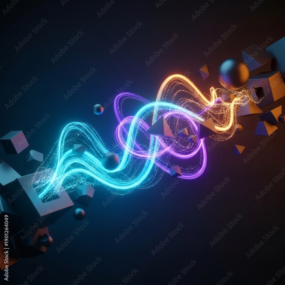 Fototapeta premium Digital Transformation Flow - Abstract Tech Motion