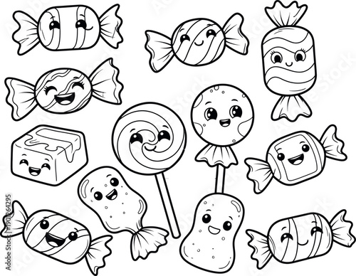 Smiling candies isolated on transparent background