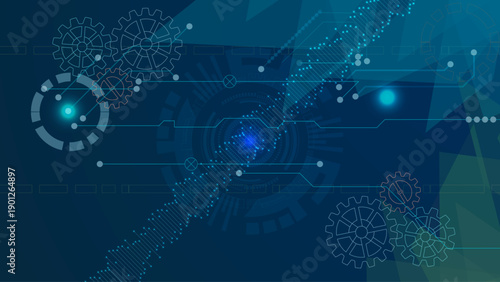 Abstract technology circuit board.Technology background with plexus effect. Big data concept. Binary computer code. Vector illustration