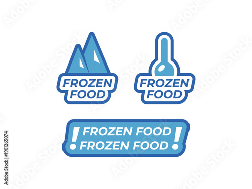 Different blue frozen food label design options depicted on it.