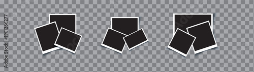 Photo Frame Collection. Polaroid photo frame set. Photo frames with realistic drop shadow vector effect isolated design. Photo frames fixed with adhesive tape on a transparent. Vector illustration