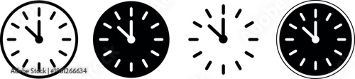Four analog clocks displaying different times in a minimalist style