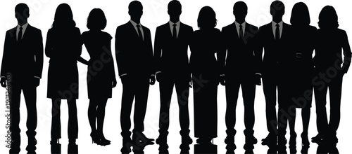 Vector, black, silhouette, illustration, set, of, professional, business, people, men, and, women, in, formal, suits, for, corporate, leadership, teamwork, office, and, workforce, design
