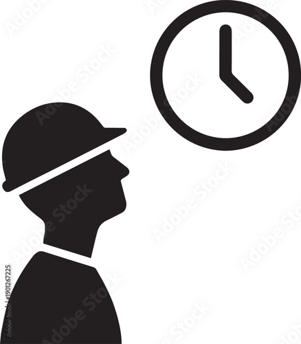 Man with clock illustration icon businessman silhouette