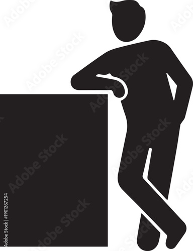 Silhouette of man holding blank board standing