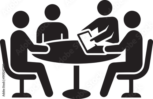 Business people working together in office with laptops and desks silhouette