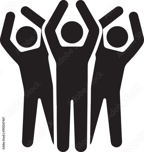 Happy family standing silhouette vector illustration