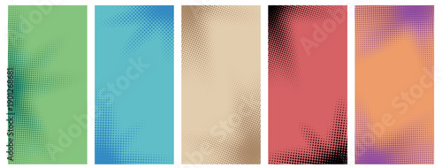 Set of abstract halftone colorful backgrounds. Comic book halftone background.