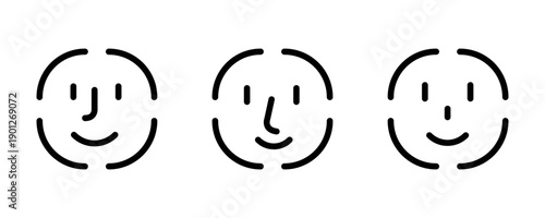 facial recognition icon set. Face id icon flat stock illustrations set.