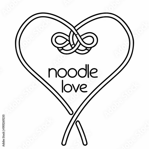 Noodle Love Line Art Vector