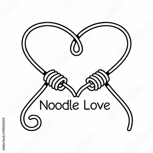 Noodle Love Line Art Vector