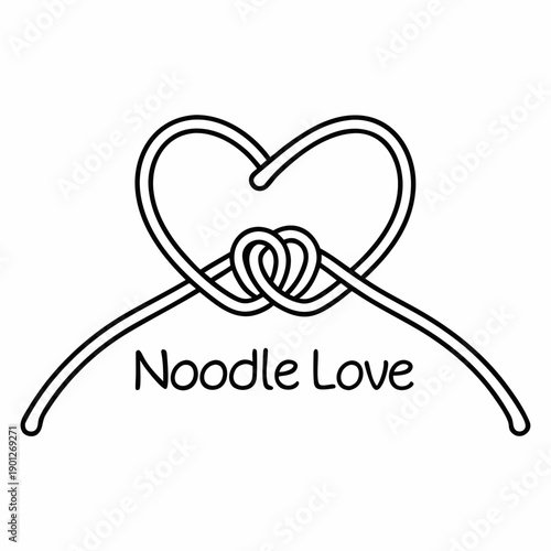 Noodle Love Line Art Vector