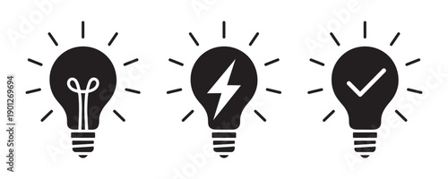 Creative Light Bulb Icon Set for Innovation Ideas Vector 